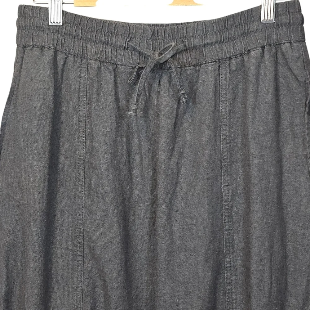 Zara Linen Blend Relaxed Tapered Leg Pull On Drawstring Pants Gray Size Small